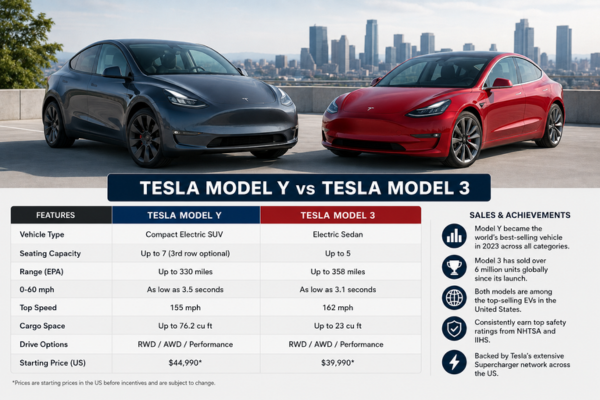 Tesla Model Y vs Tesla Model 3: Sales Success, Features, and Achievements